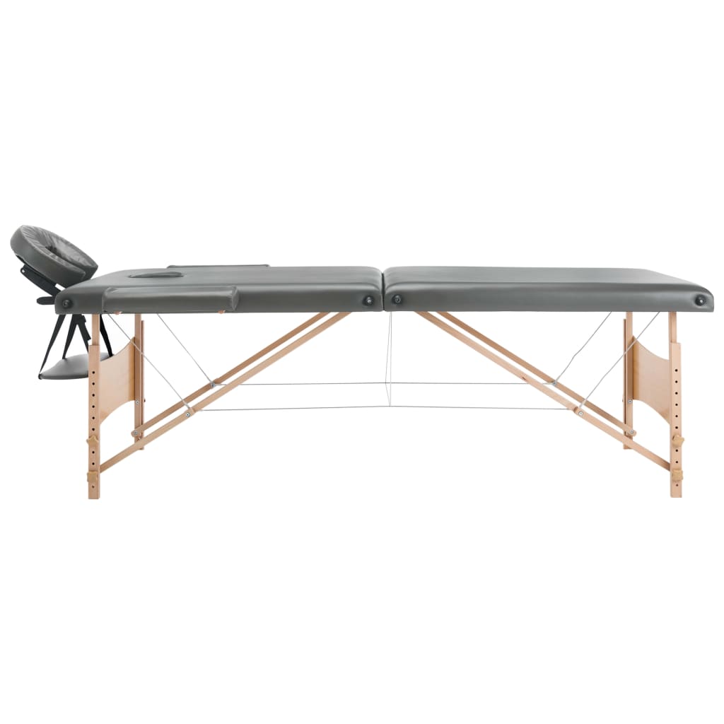 massagebord med 2 zoner træstel antracitgrå 186 x 68 cm