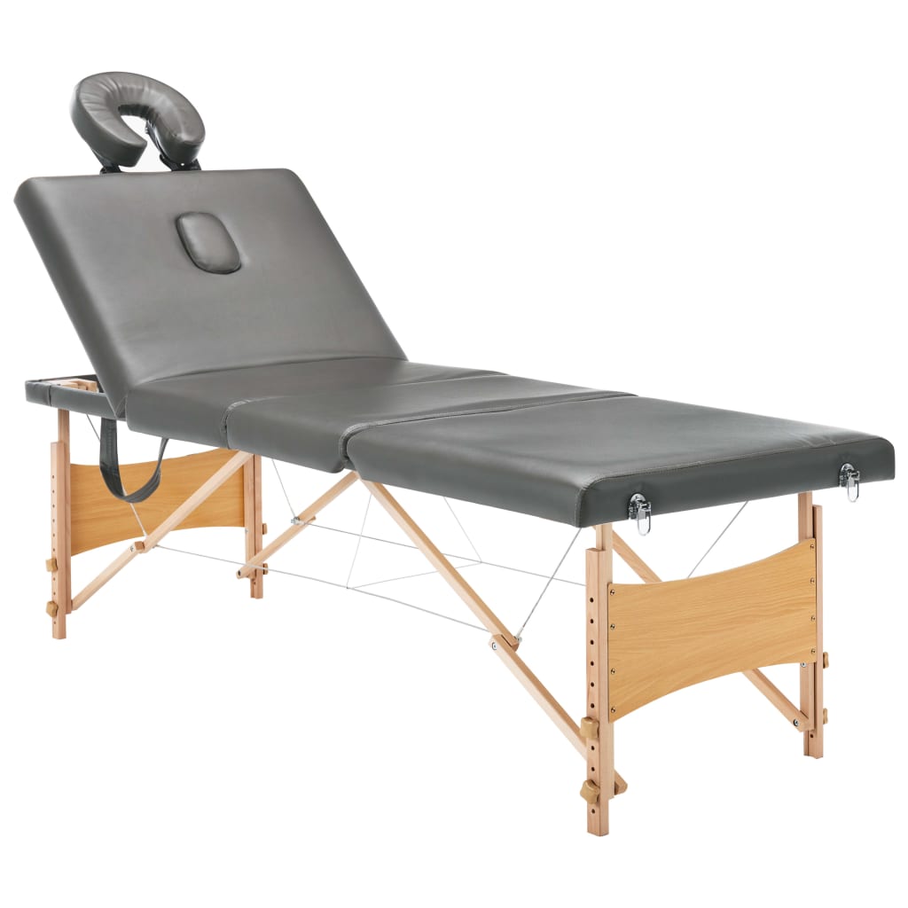 massagebord med 4 zoner træstel 186x68 cm antracitgrå