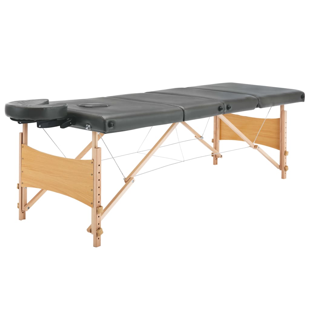 massagebord med 4 zoner træstel 186x68 cm antracitgrå