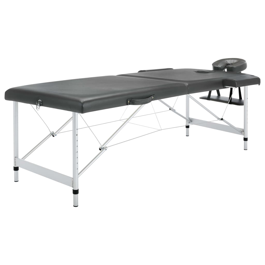 massagebord med 2 zoner aluminiumsstel 186x68 cm antracitgrå