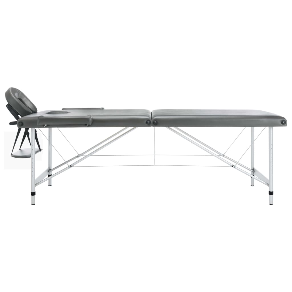 massagebord med 2 zoner aluminiumsstel 186x68 cm antracitgrå