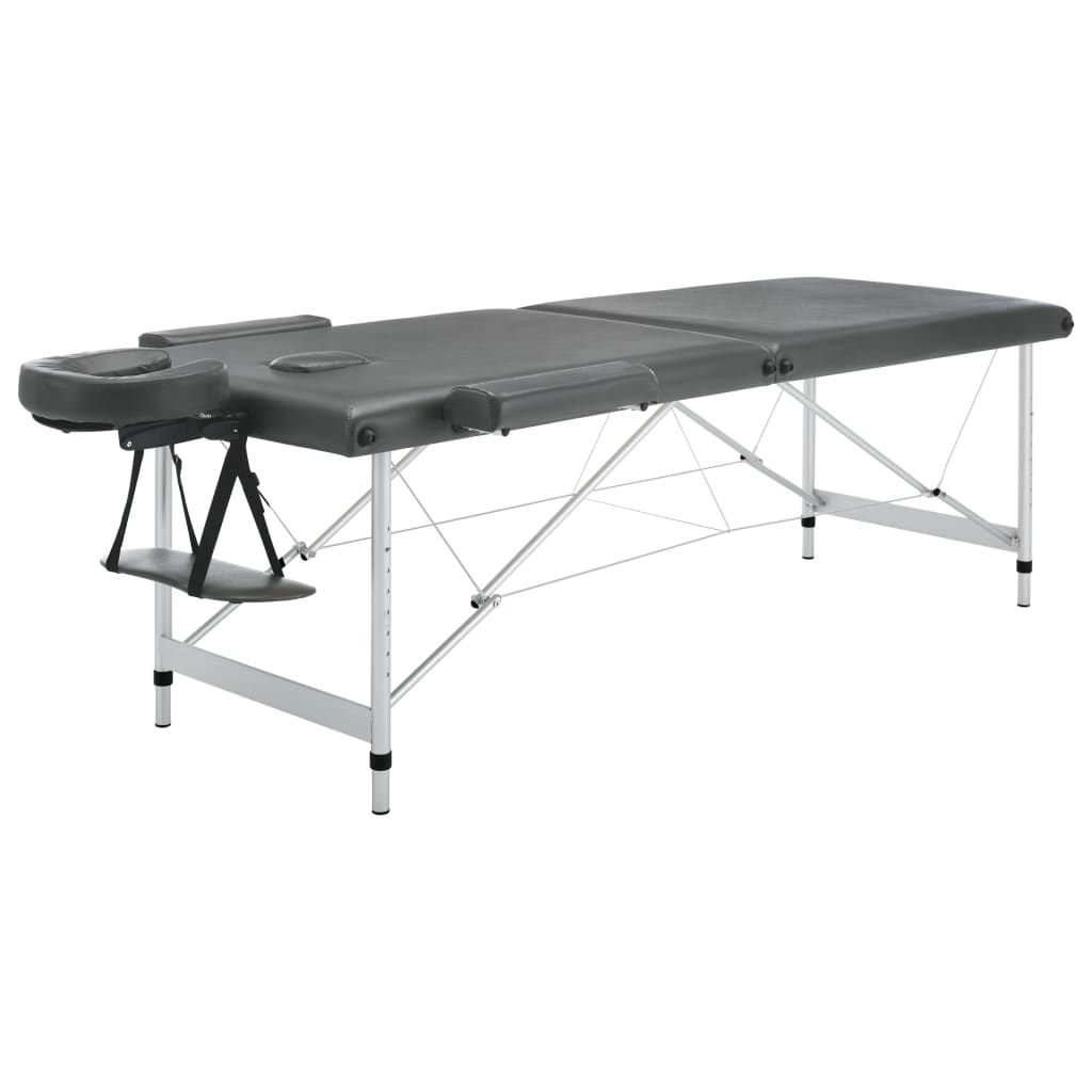 massagebord med 2 zoner aluminiumsstel 186x68 cm antracitgrå