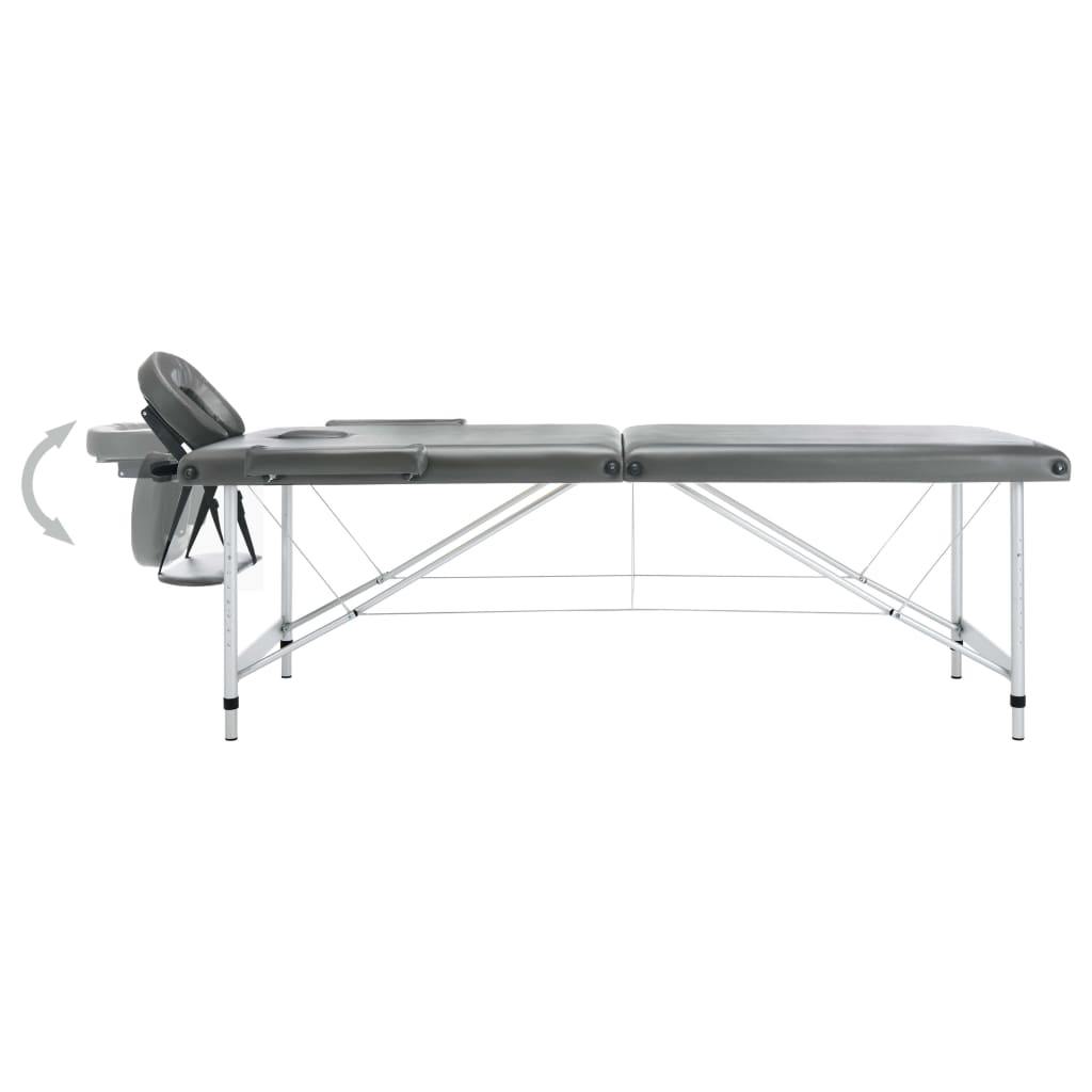 massagebord med 2 zoner aluminiumsstel 186x68 cm antracitgrå