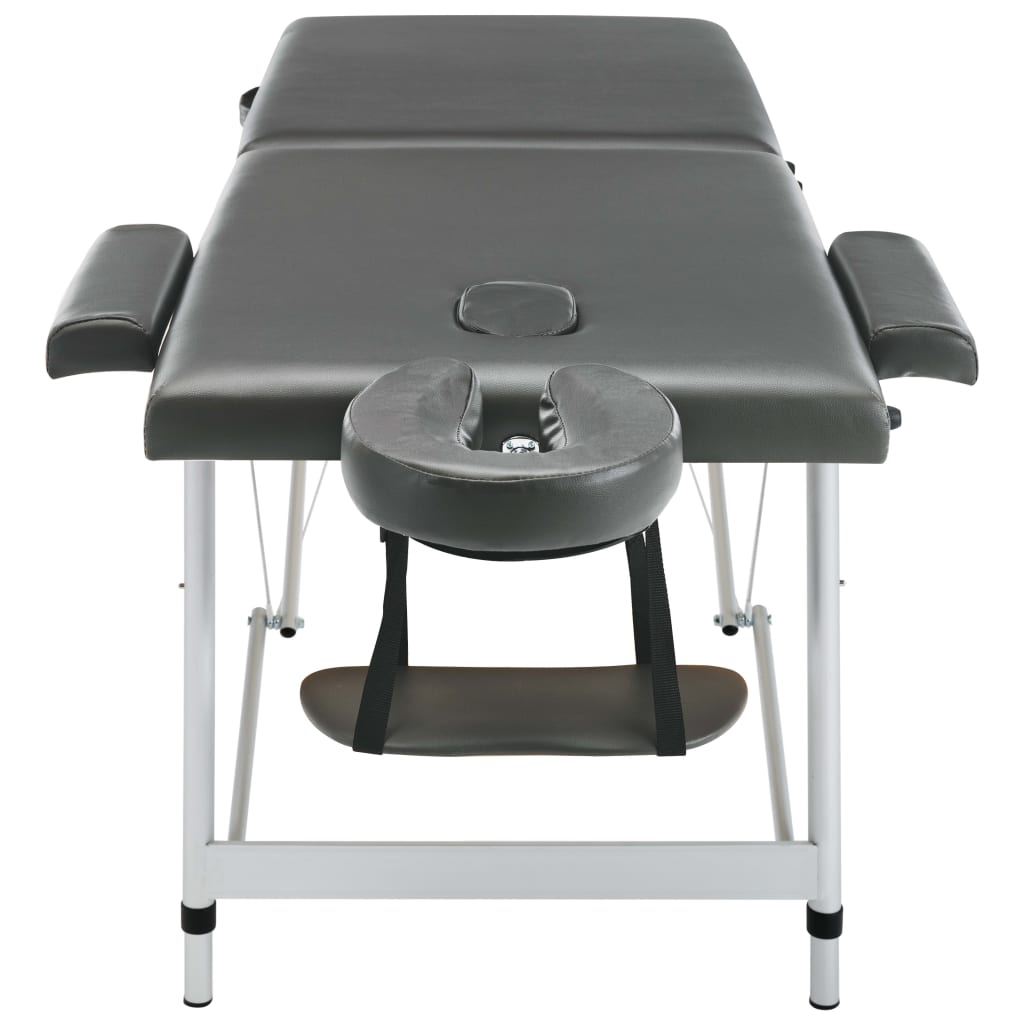 massagebord med 2 zoner aluminiumsstel 186x68 cm antracitgrå