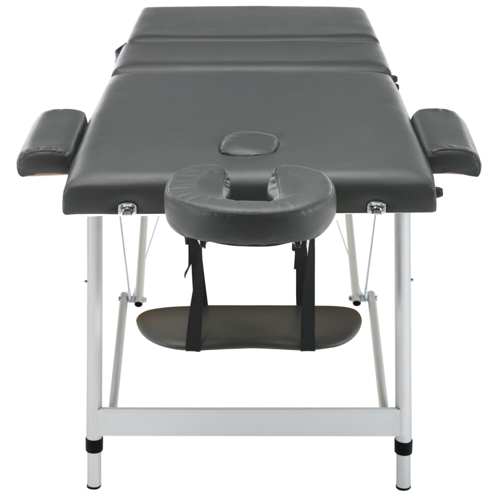 massagebord med 3 zoner aluminiumsstel 186 x 68 cm antracitgrå