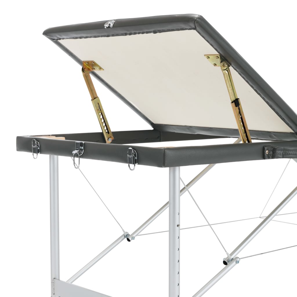 massagebord med 3 zoner aluminiumsstel 186 x 68 cm antracitgrå