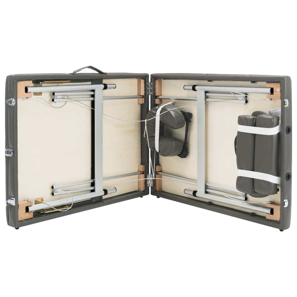 massagebord med 3 zoner aluminiumsstel 186 x 68 cm antracitgrå