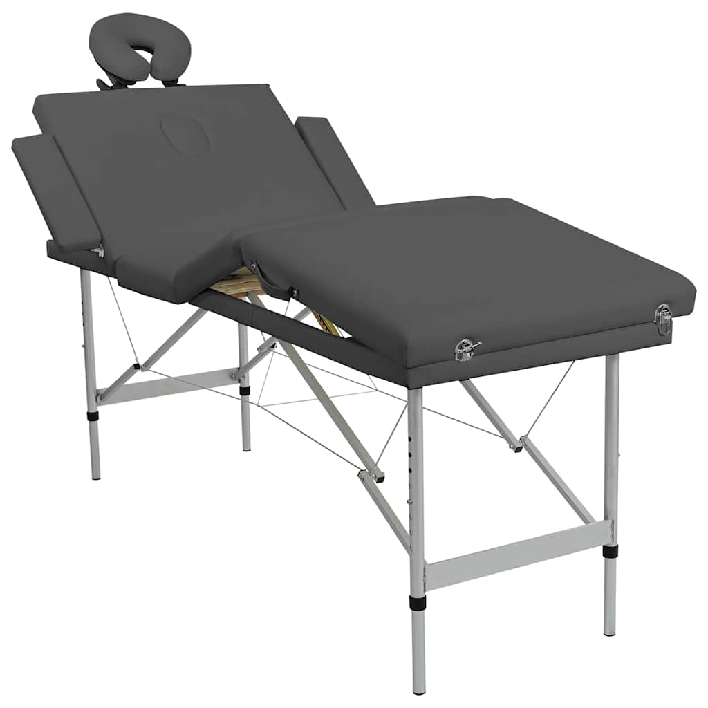 massagebord med 4 zoner aluminiumsstel 186 x 68 cm antracitgrå