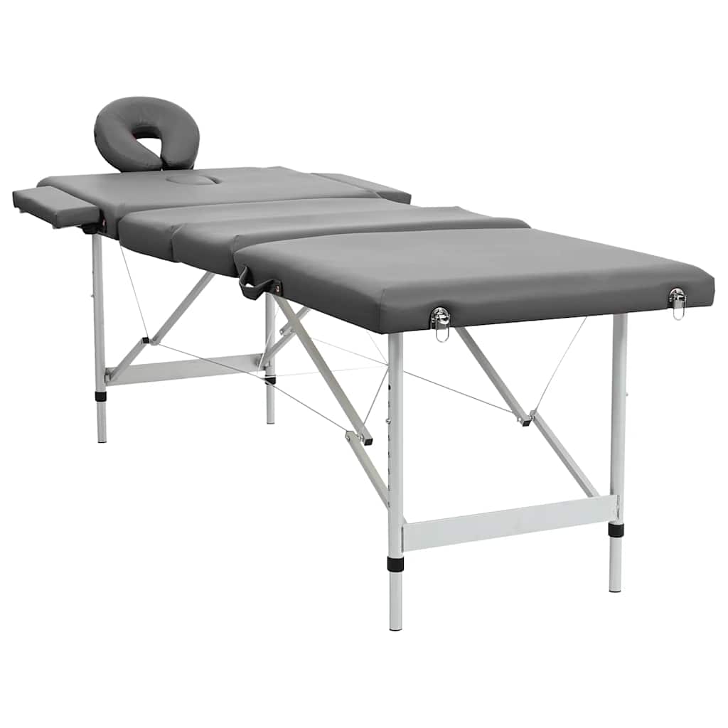 massagebord med 4 zoner aluminiumsstel 186 x 68 cm antracitgrå