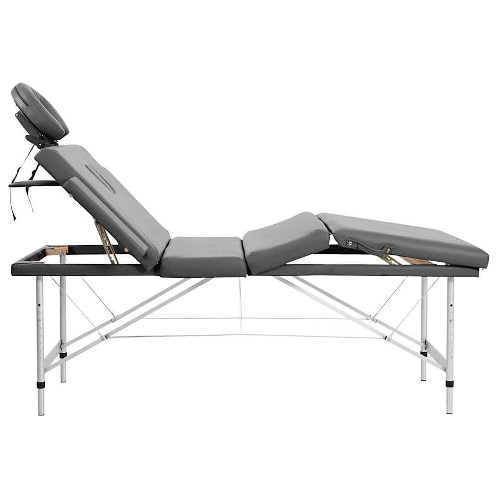 massagebord med 4 zoner aluminiumsstel 186 x 68 cm antracitgrå