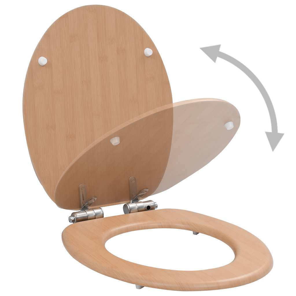toiletsæder 2 stk. med soft close-låg MDF bambusdesign