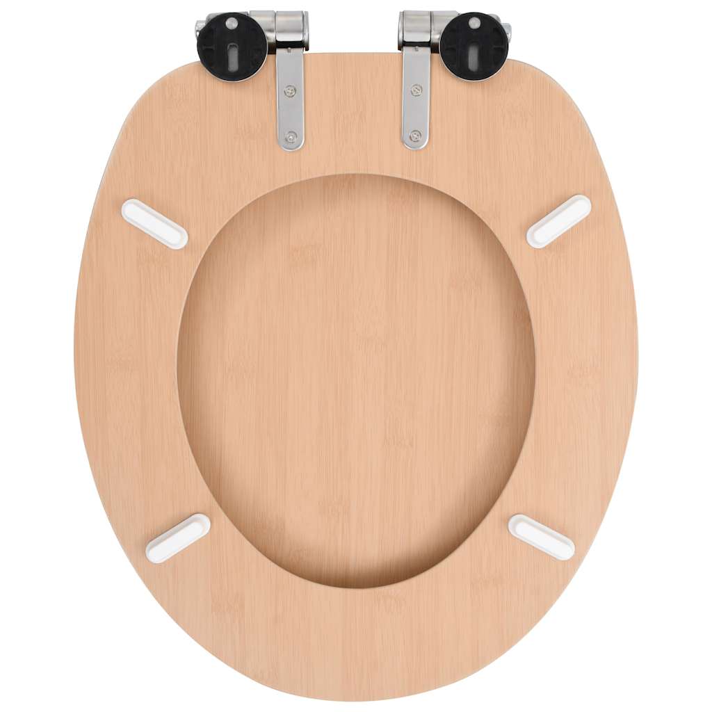 toiletsæder 2 stk. med soft close-låg MDF bambusdesign