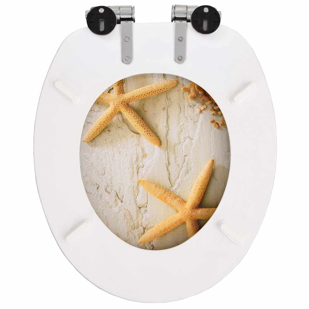 toiletsæder 2 stk. med soft close-låg MDF søstjernedesign