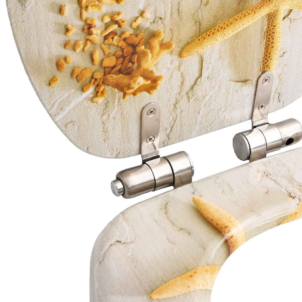 toiletsæder 2 stk. med soft close-låg MDF søstjernedesign
