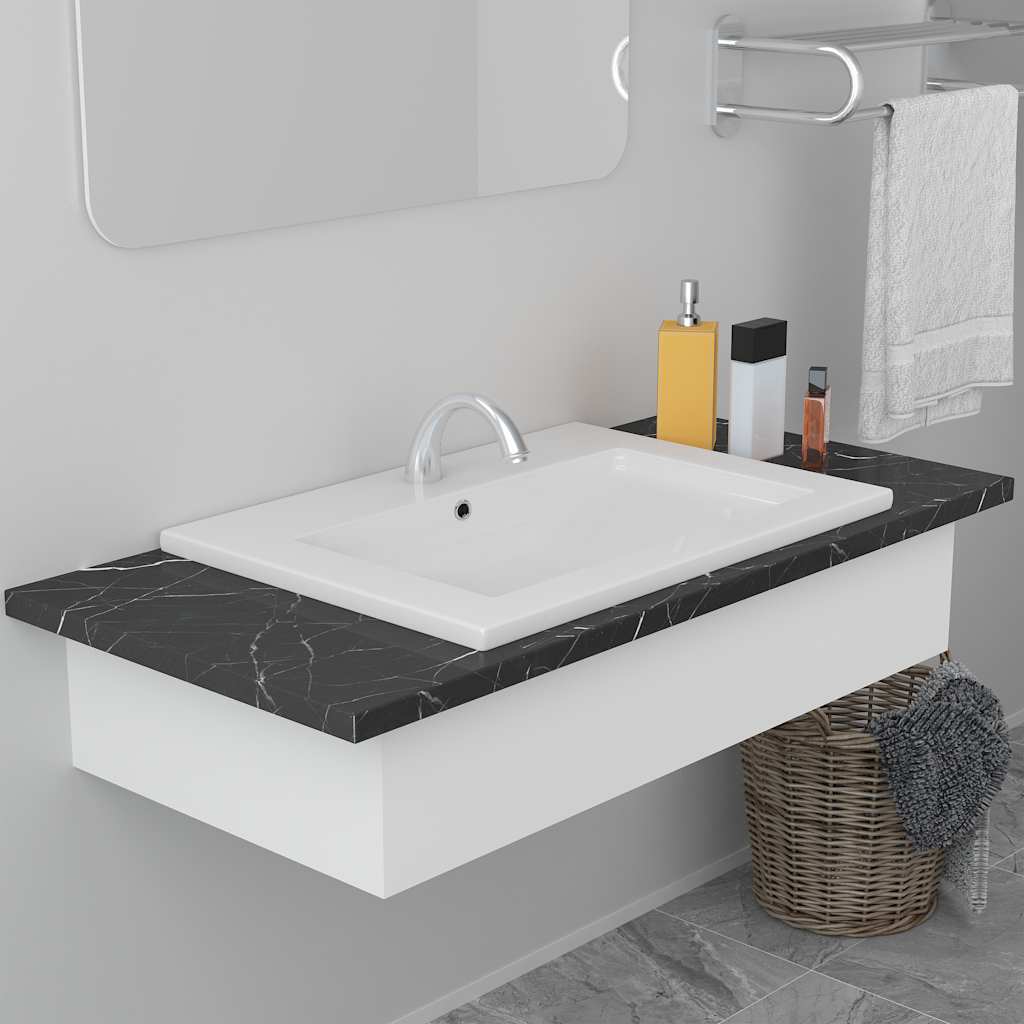 indbygget håndvask 61x39,5x18,5 cm keramisk hvid