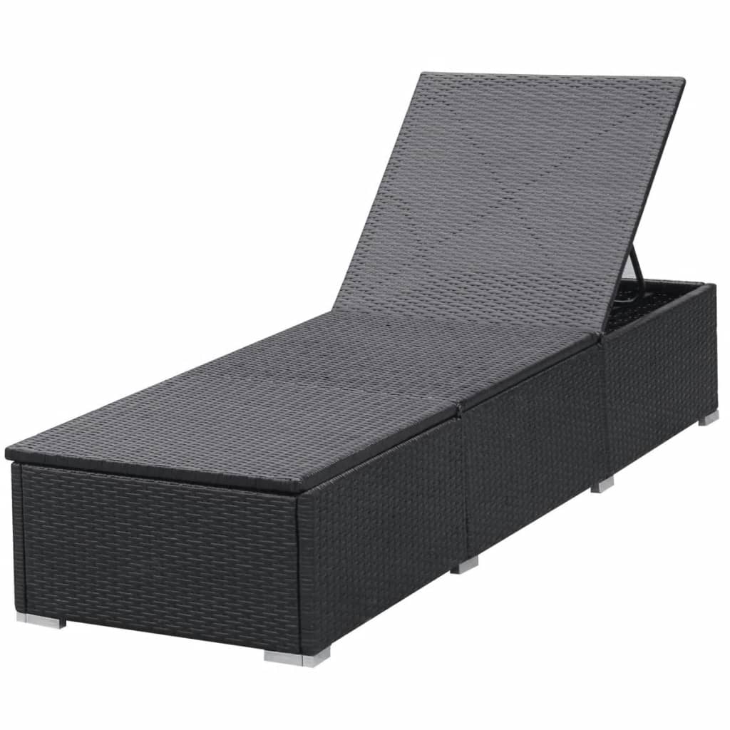 liggestole med hynder 2 stk. polyrattan sort
