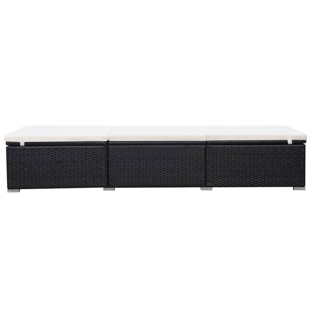liggestole med hynder 2 stk. polyrattan sort