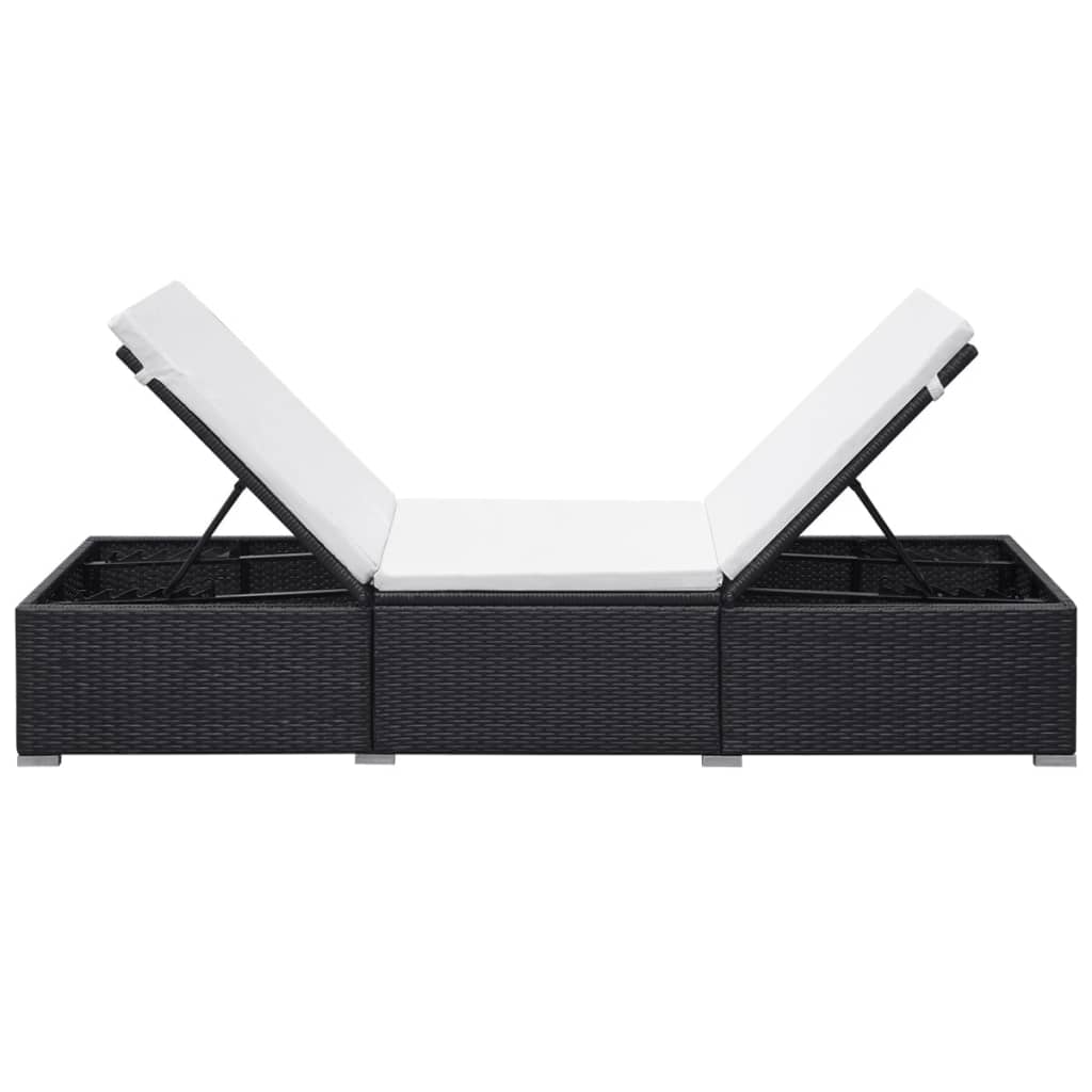 liggestole med hynder 2 stk. polyrattan sort