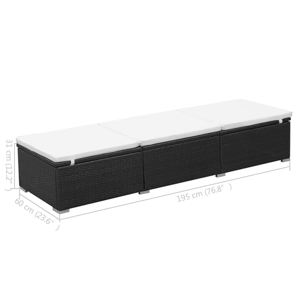 liggestole med hynder 2 stk. polyrattan sort