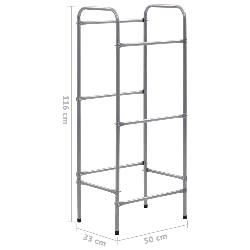 opbevaringsstativ til 3 kasser 50x33x116 cm stål sølvfarvet