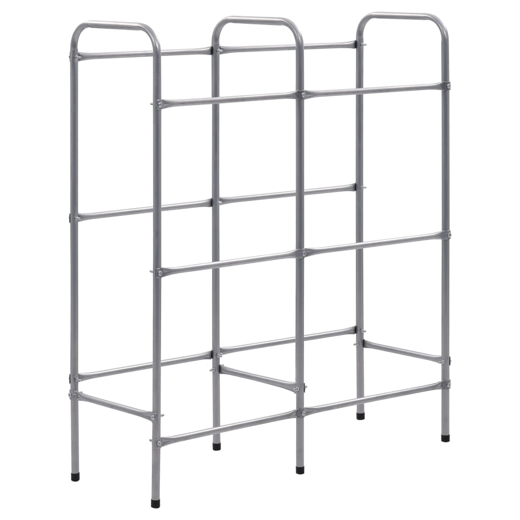 opbevaringsstativ til 6 kasser 96x33x116 cm stål sølvfarvet