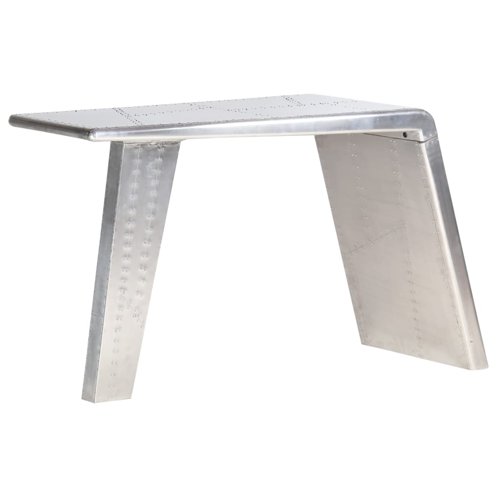 aviator-skrivebord 112 x 50 x 76 cm metal sølvfarvet