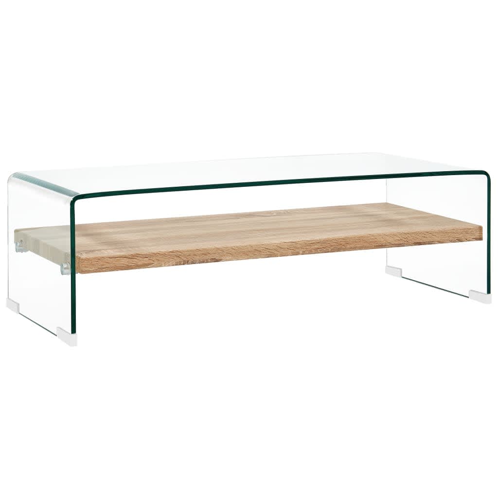 sofabord 98 x 45 x 31 cm hærdet glas transparent