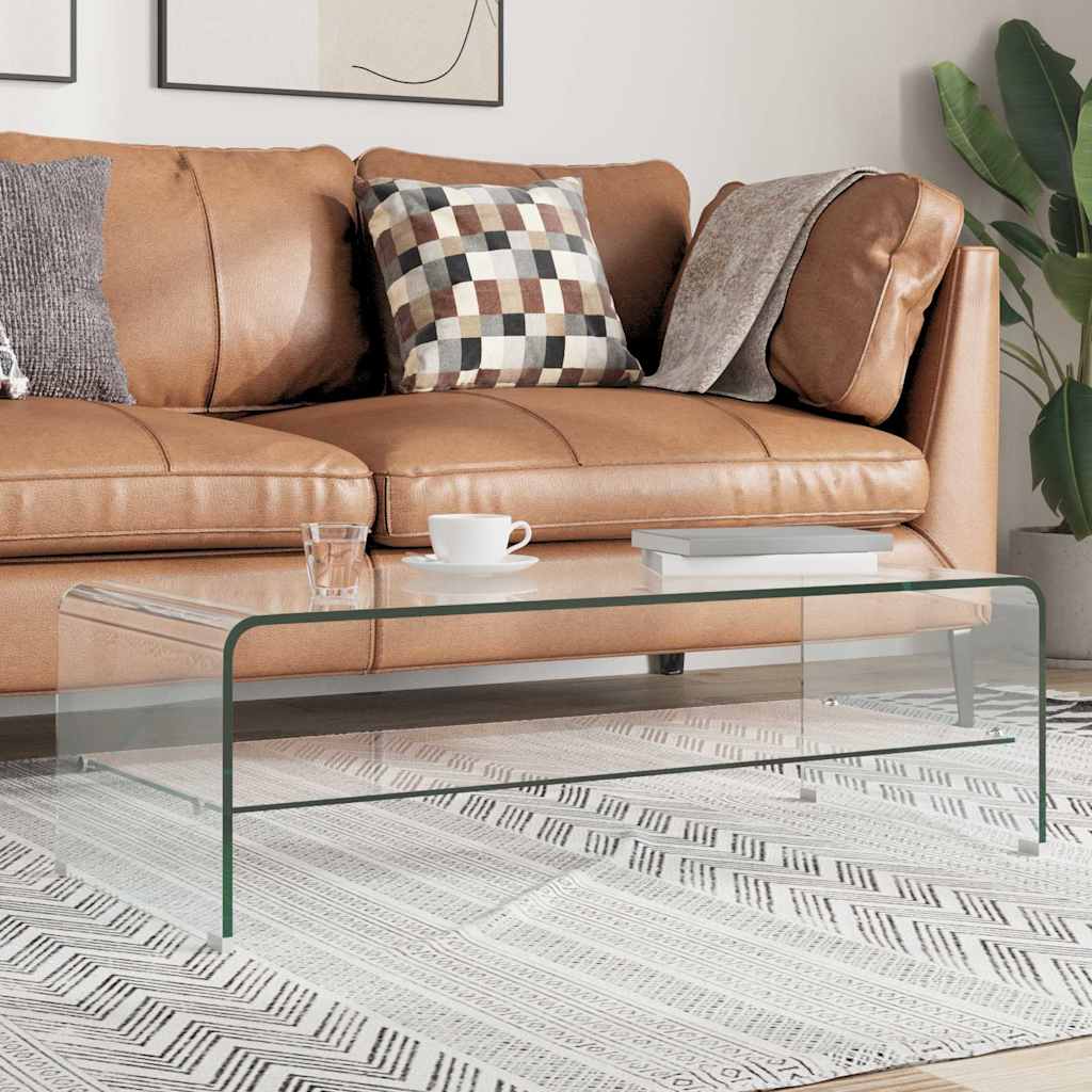 sofabord 98 x 45 x 31 cm hærdet glas transparent