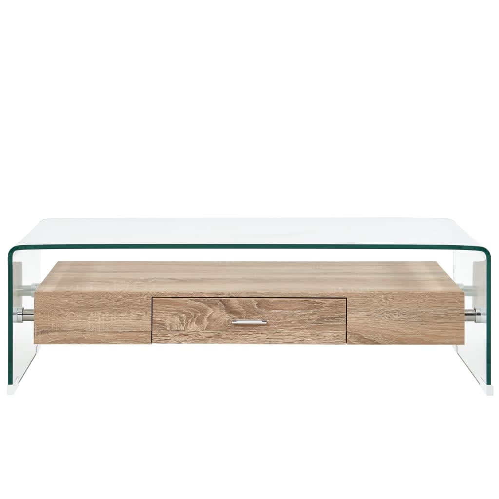 sofabord 98 x 45 x 31 cm hærdet glas transparent