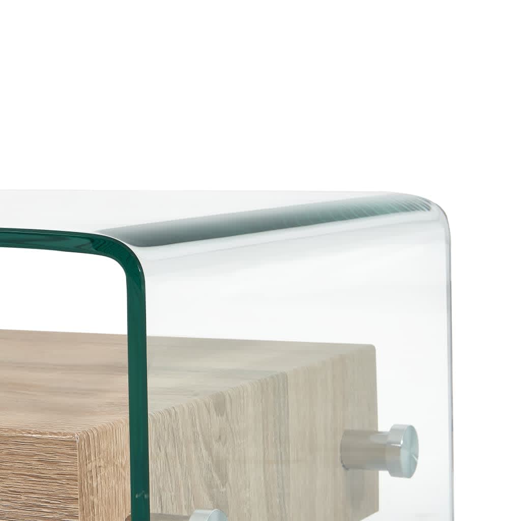 sofabord 98 x 45 x 31 cm hærdet glas transparent