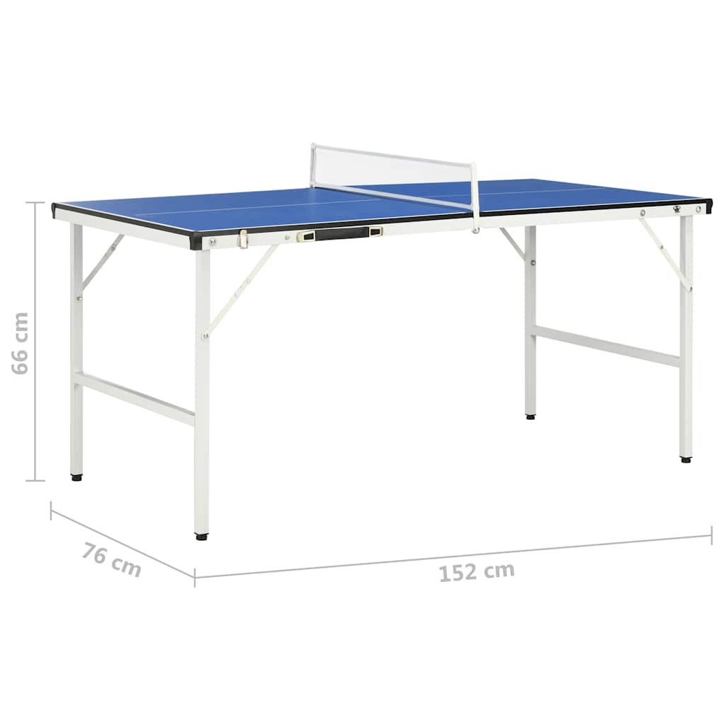 1,5 meter bordtennisbord med net 152 x 76 x 66 cm blå