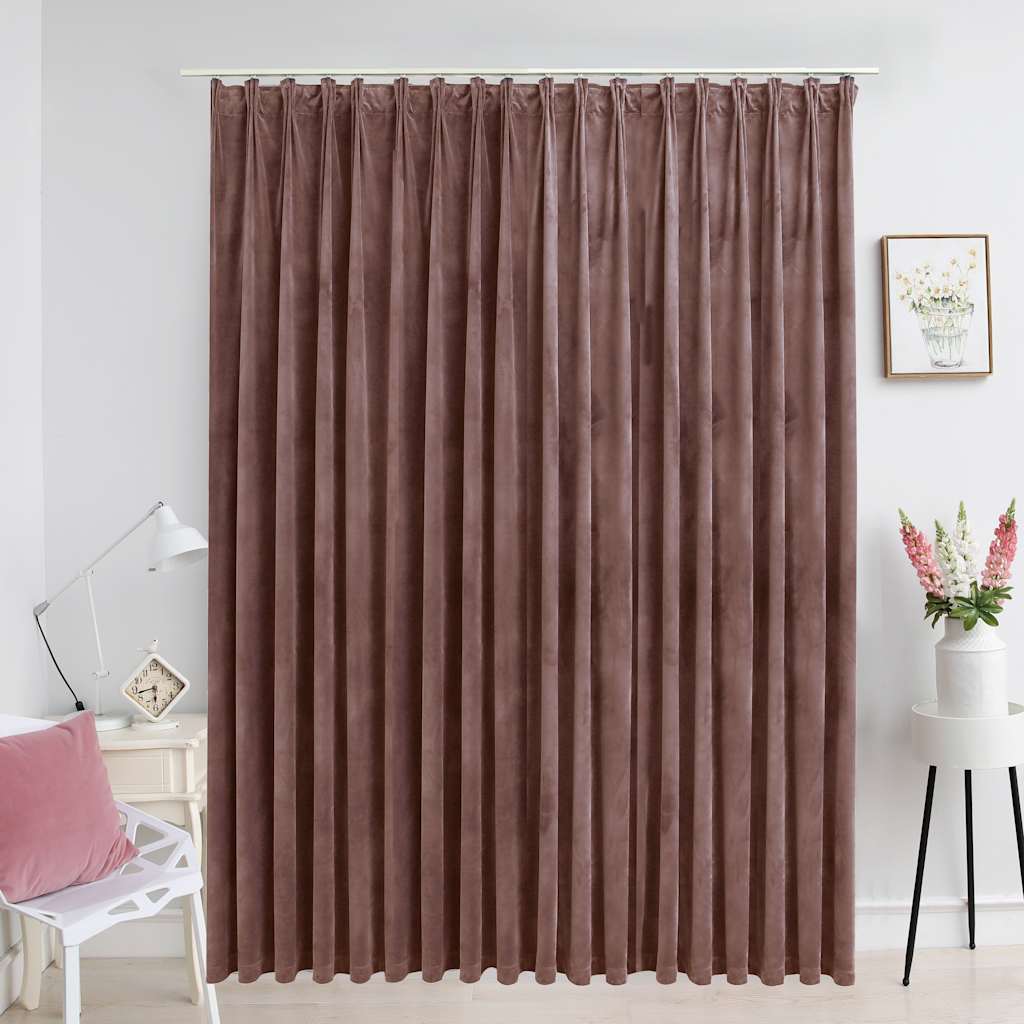 mørklægningsgardin med kroge 290 x 245 cm fløjl gammelrosa