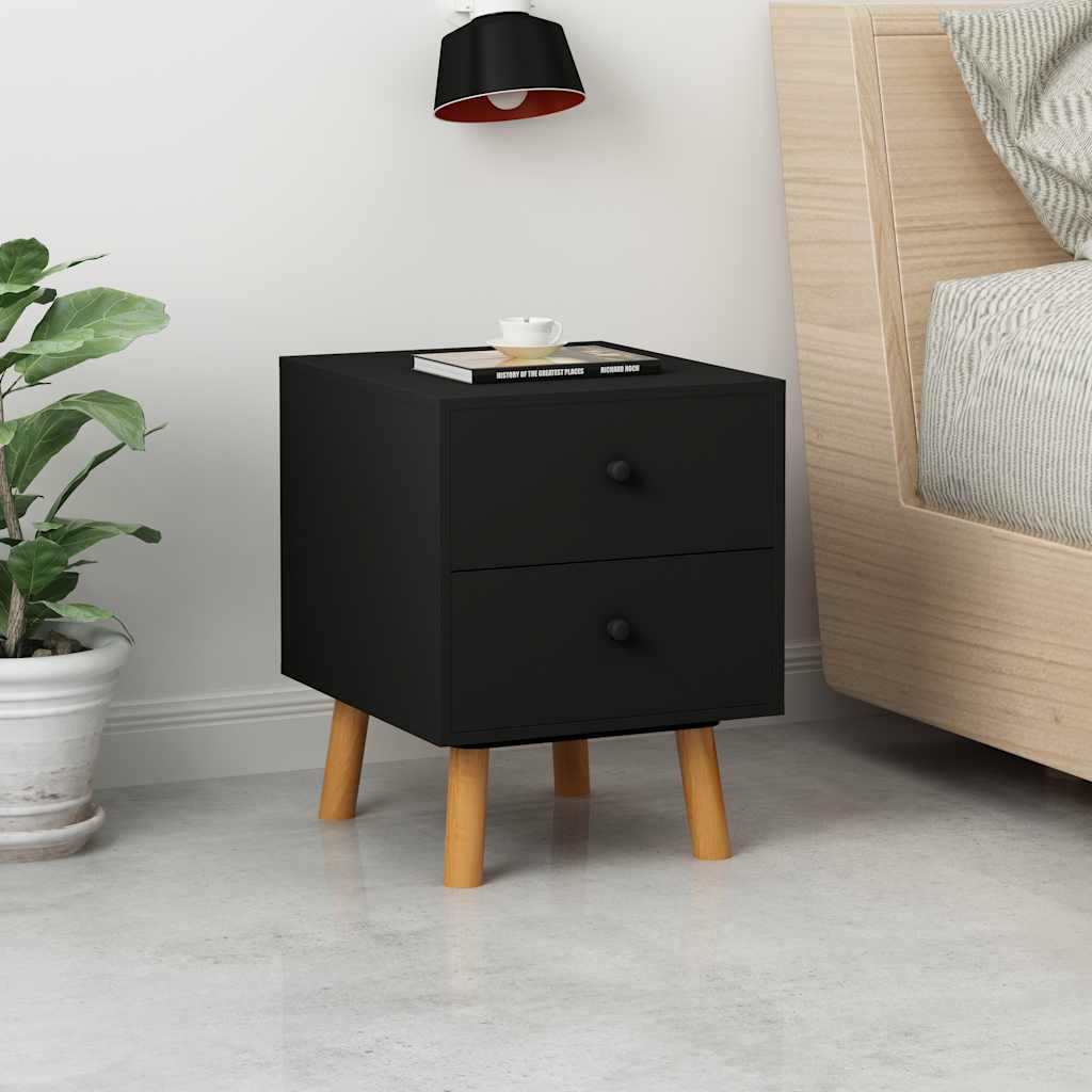 sengeskabe 2 stk. 40 x 30 x 50 cm massivt fyrretræ sort