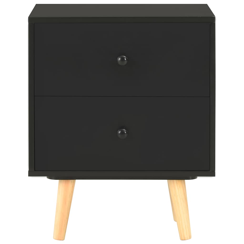 sengeskabe 2 stk. 40 x 30 x 50 cm massivt fyrretræ sort