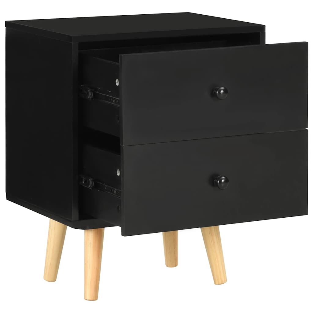 sengeskabe 2 stk. 40 x 30 x 50 cm massivt fyrretræ sort