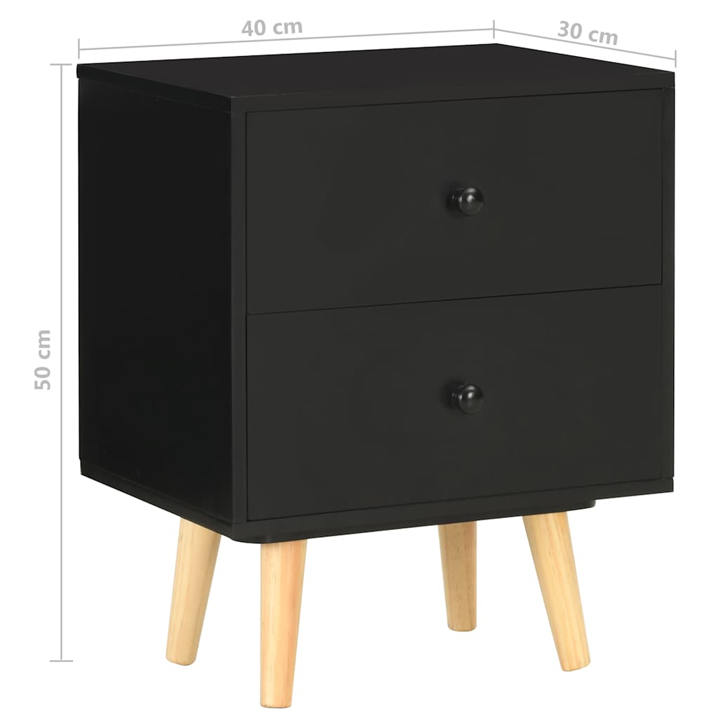 sengeskabe 2 stk. 40 x 30 x 50 cm massivt fyrretræ sort