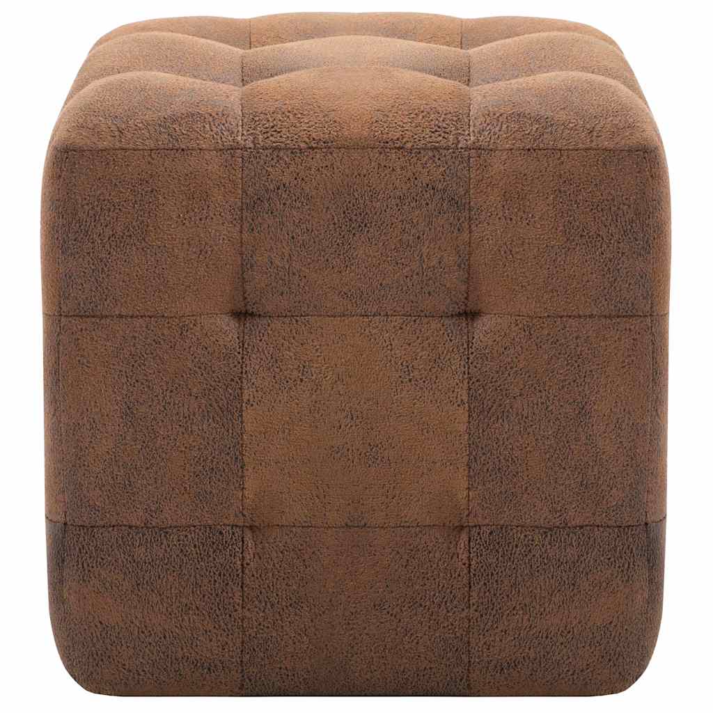 puf 2 stk. 30 x 30 x 30 cm imiteret ruskind brun