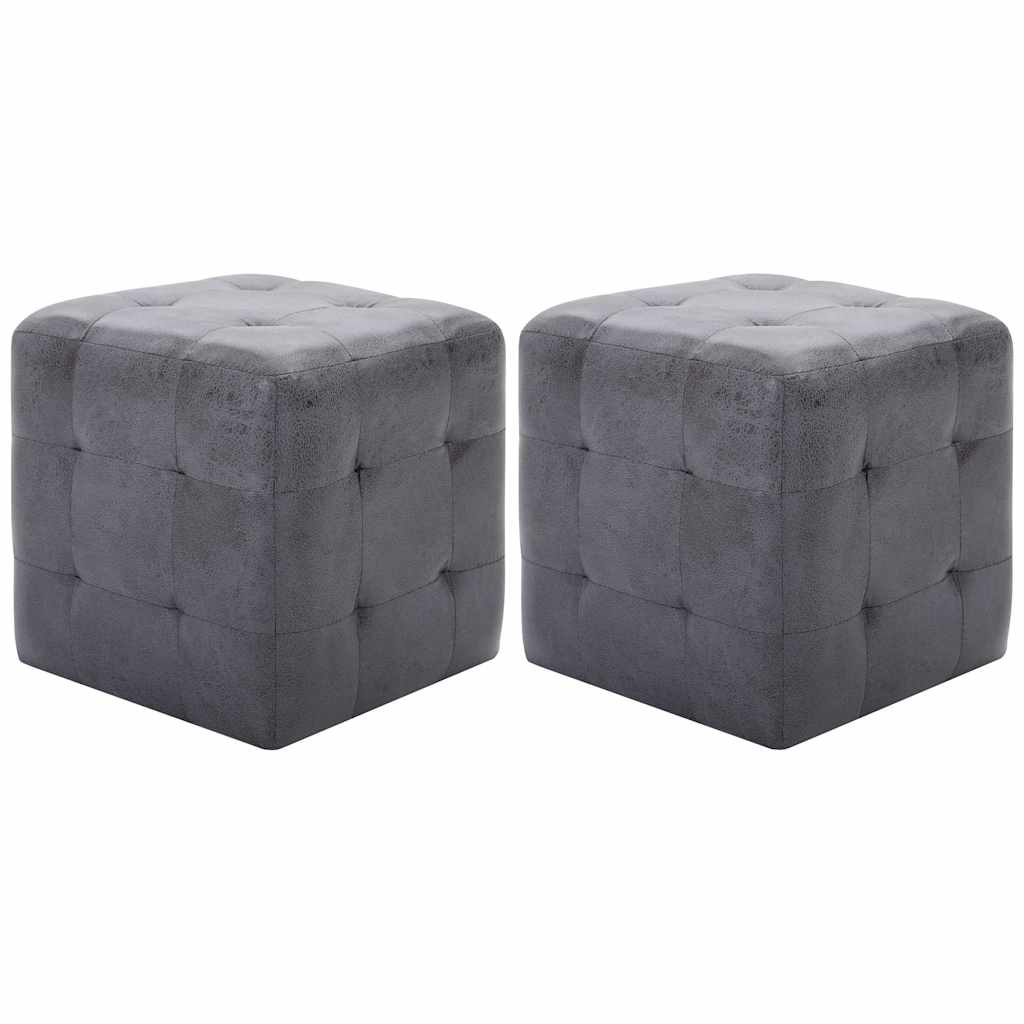puf 2 stk. 30 x 30 x 30 cm imiteret ruskind