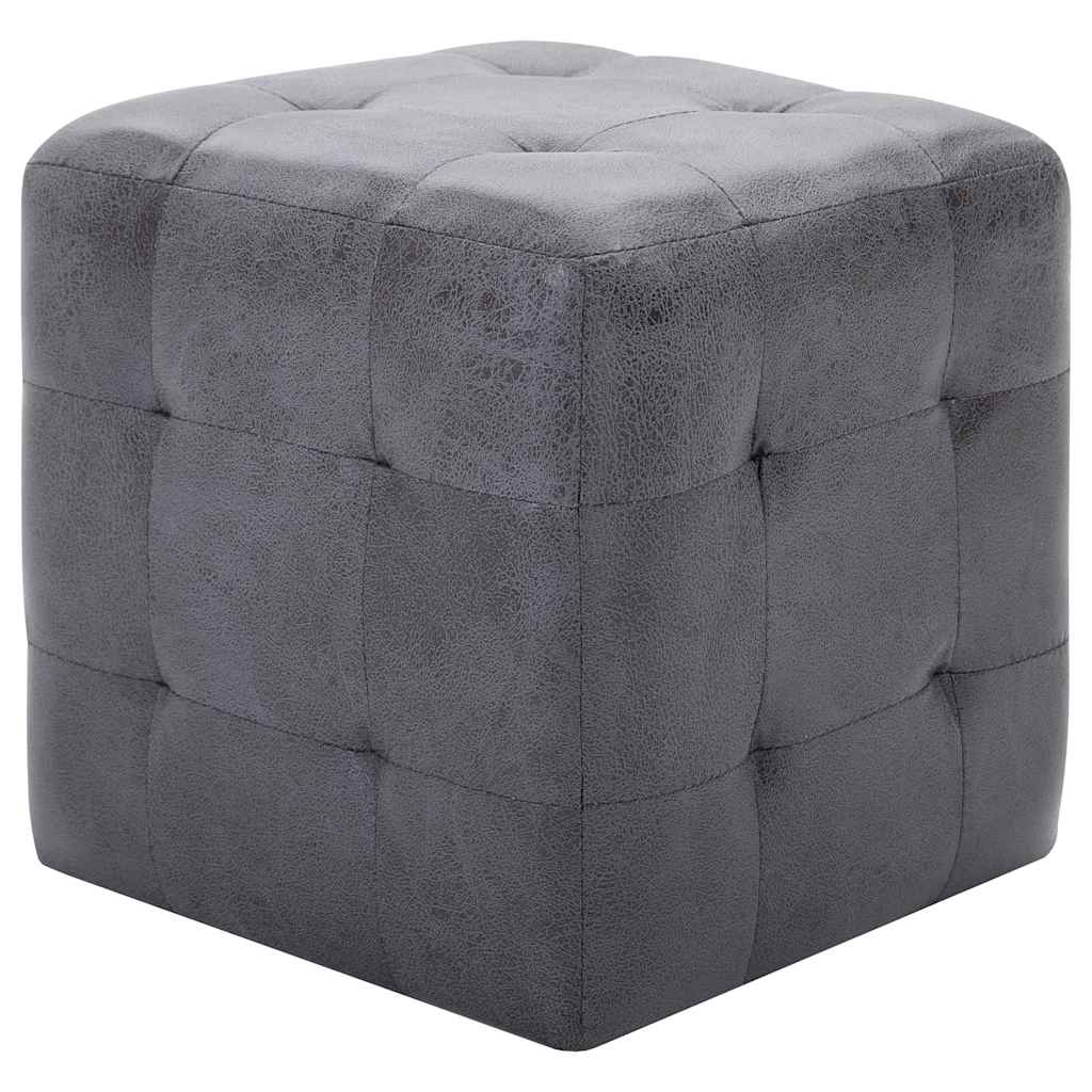 puf 2 stk. 30 x 30 x 30 cm imiteret ruskind