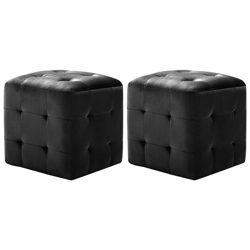 puf 2 stk. 30 x 30 x 30 cm fløjlsstof sort