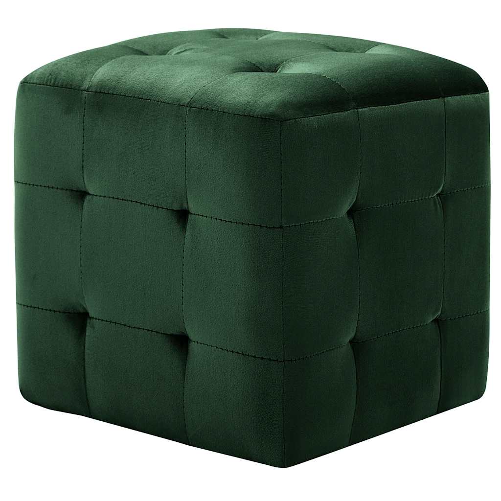 puf 2 stk. 30 x 30 x 30 cm fløjlsstof grøn