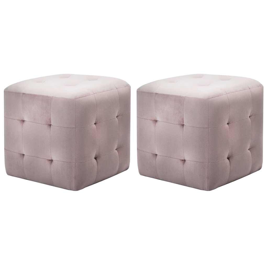 puf 2 stk. 30 x 30 x 30 cm fløjlsstof pink