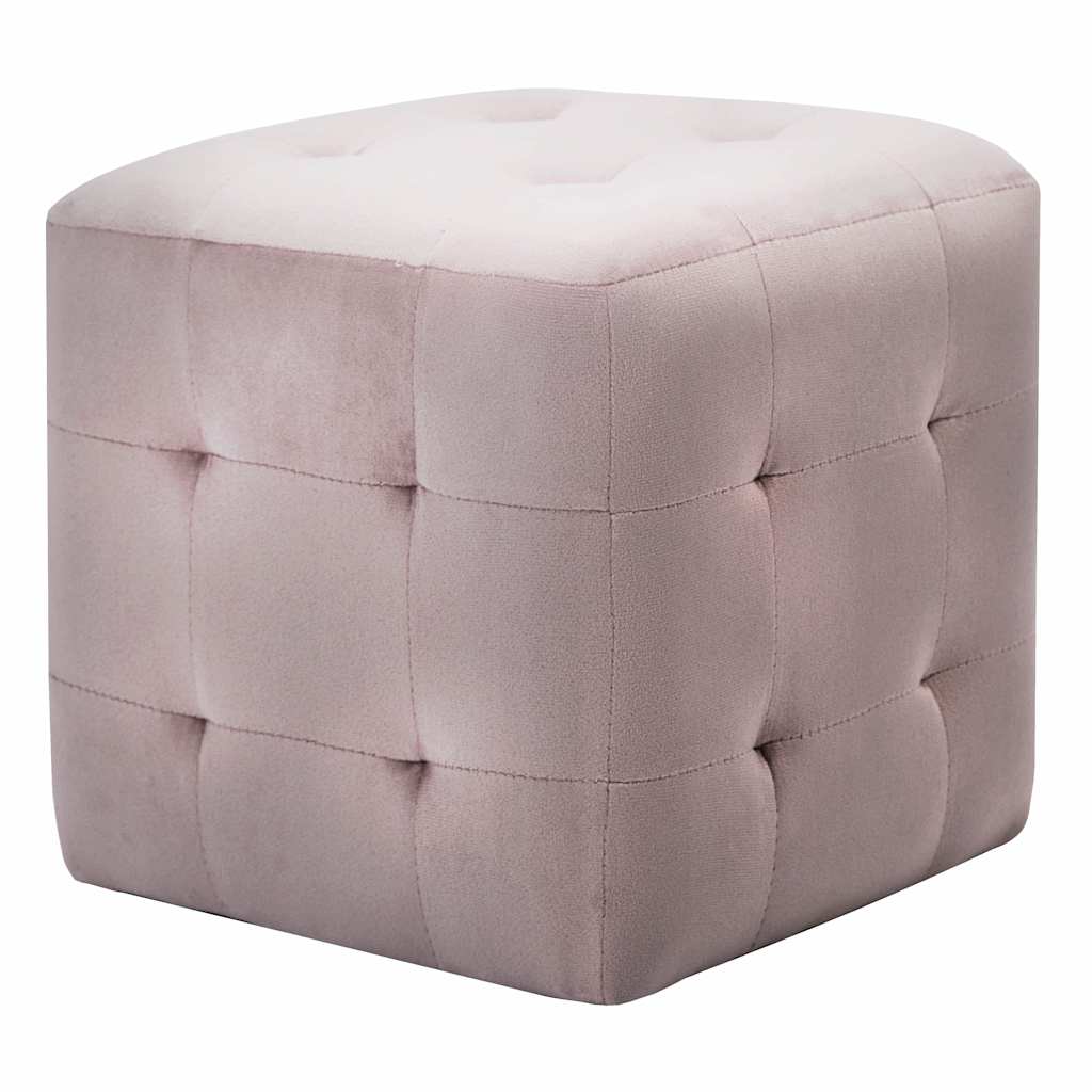 puf 2 stk. 30 x 30 x 30 cm fløjlsstof pink