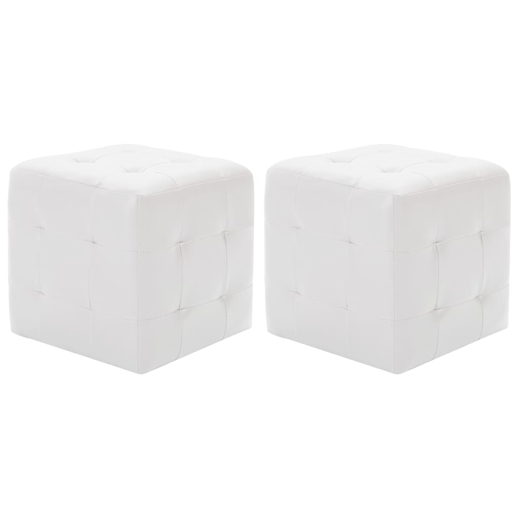 puf 2 stk. 30 x 30 x 30 cm kunstlæder hvid