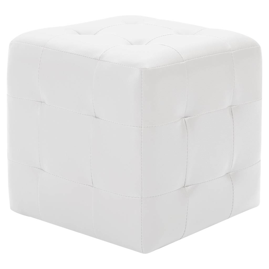 puf 2 stk. 30 x 30 x 30 cm kunstlæder hvid