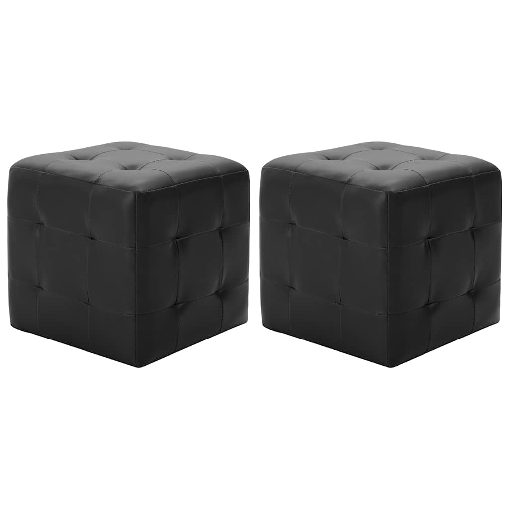 puf 2 stk. 30 x 30 x 30 cm kunstlæder sort