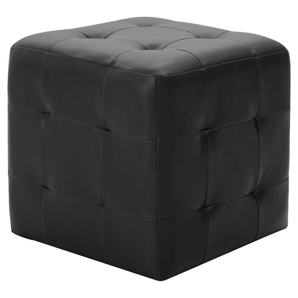 puf 2 stk. 30 x 30 x 30 cm kunstlæder sort