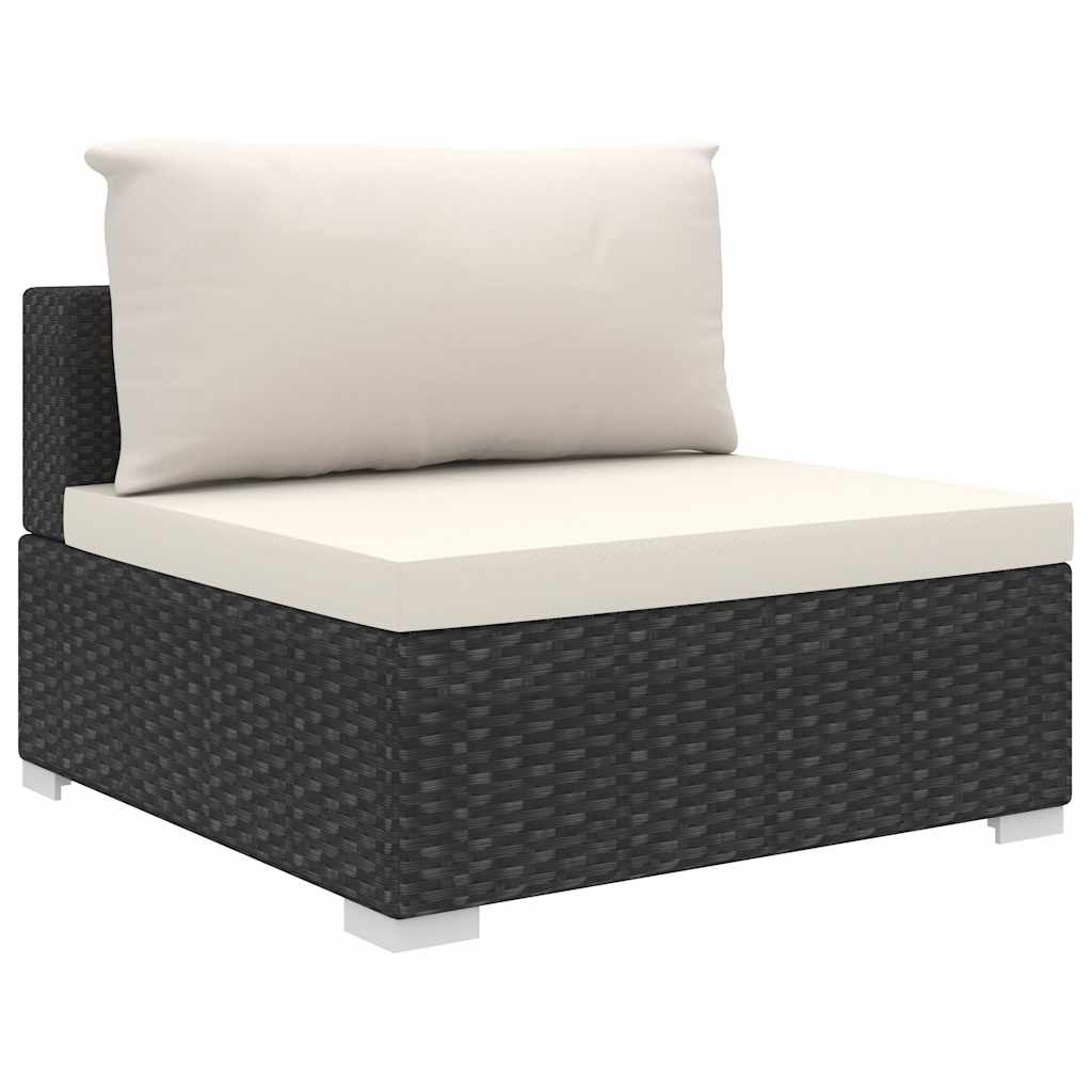 haveloungesæt 9 dele med hynder polyrattan sort