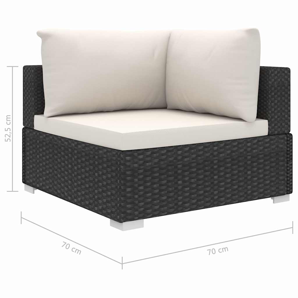 haveloungesæt 9 dele med hynder polyrattan sort