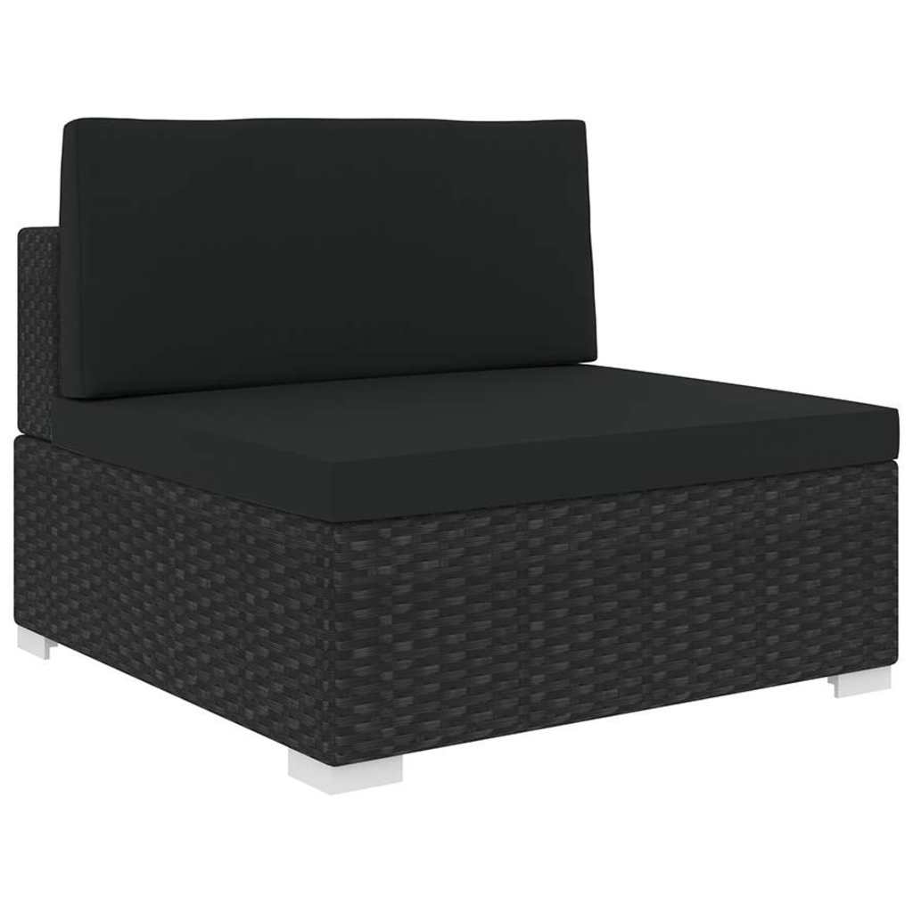 midtersæde til sofa 1 stk. med hynder polyrattan sort